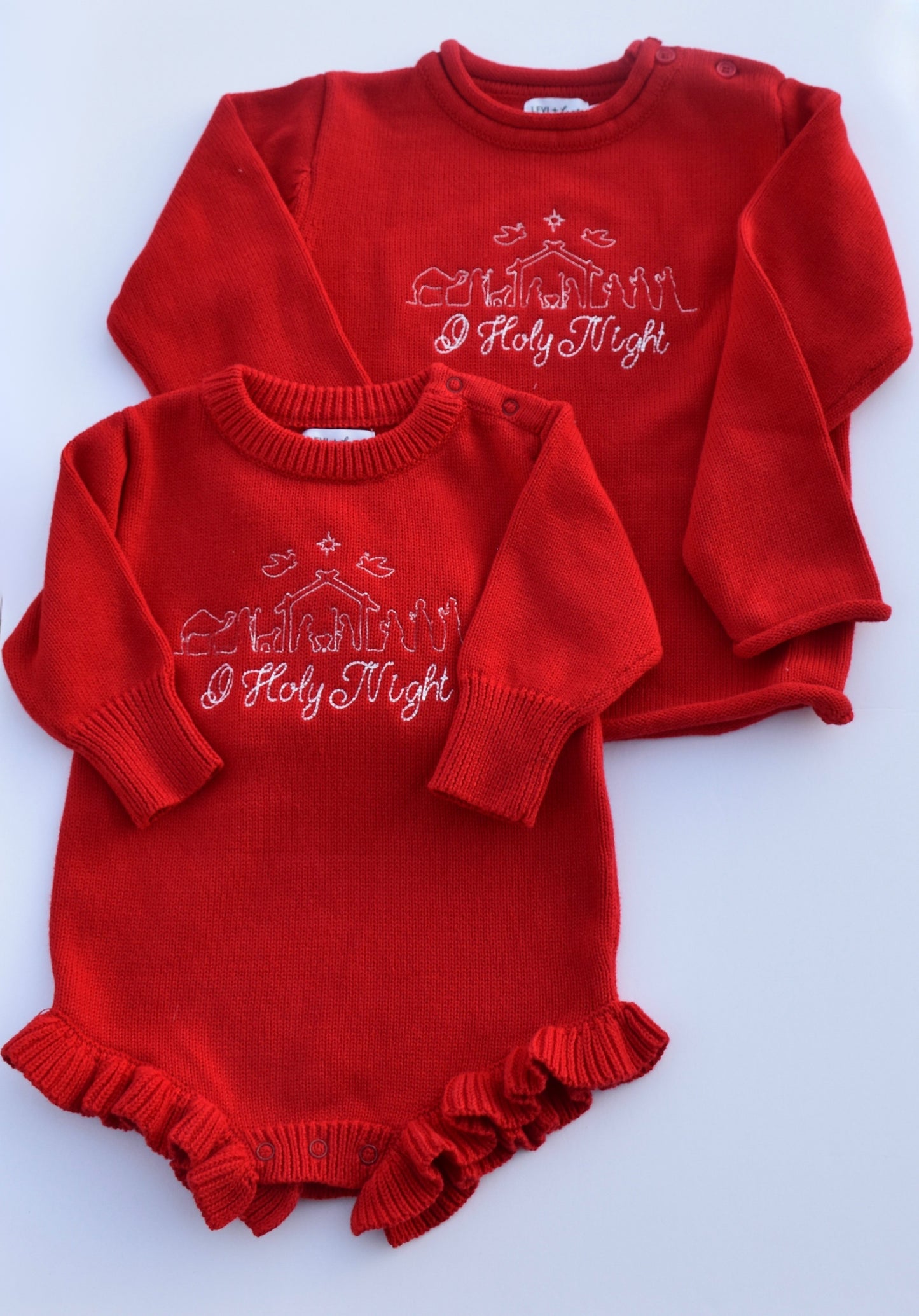 Red Knit Christmas Sweater- O Holy Night