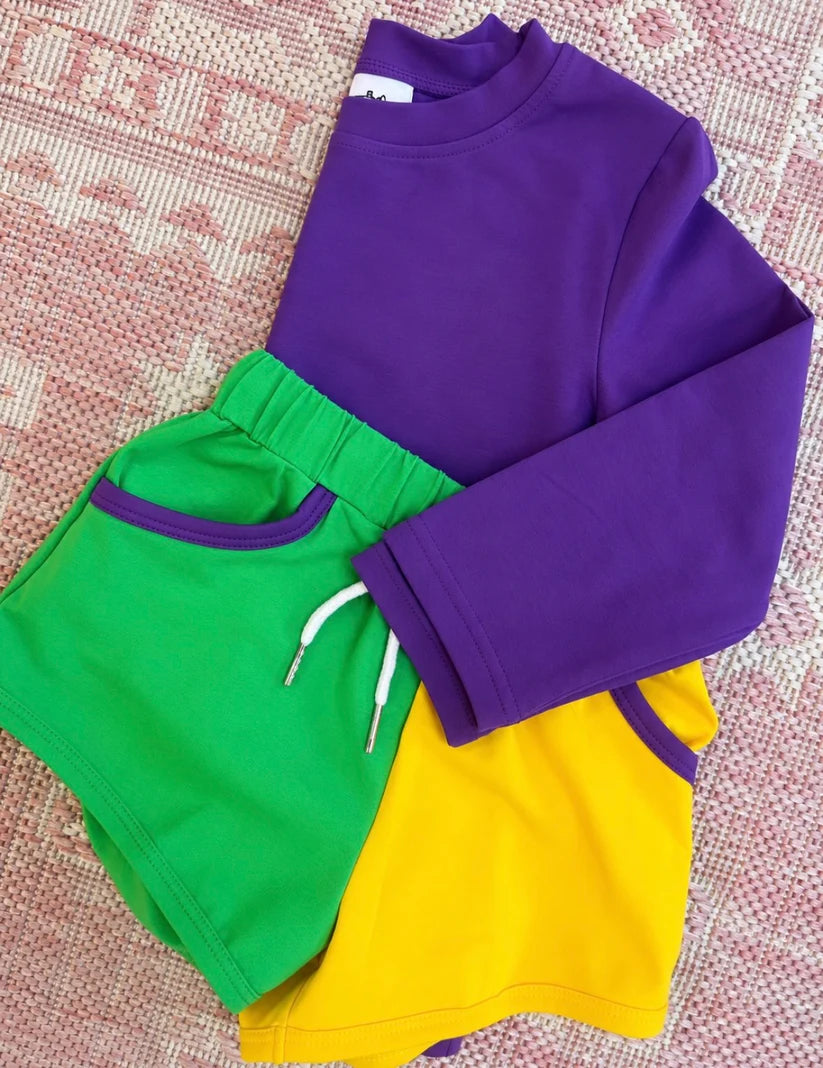 Pre-Order: Mardi Gras Tri-Color Set (Shorts & Diaper Set)