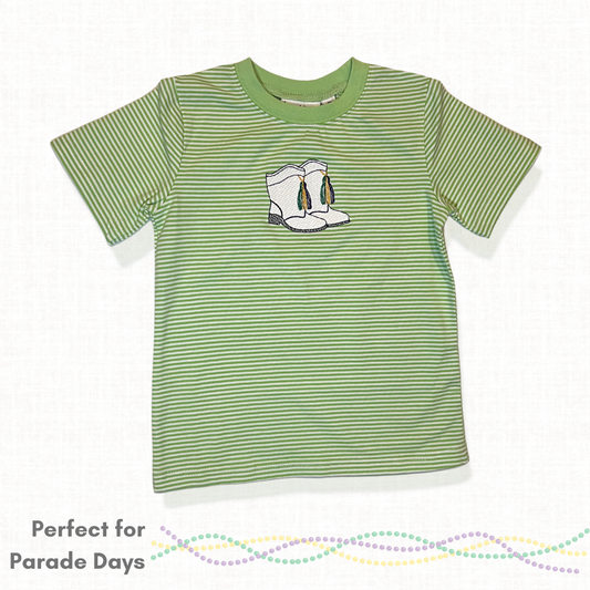 Green Mardi Gras Striped Tee