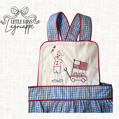 All American Gingham Boy Suspender Bubble