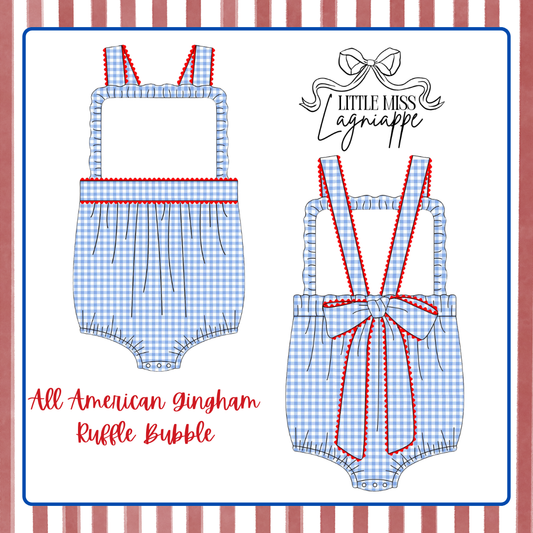 Pre-Order - All American Gingham Ruffle Bubble
