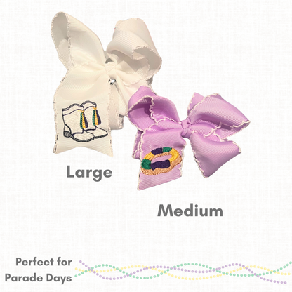 Mardi Gras Embroidered Bows- Large