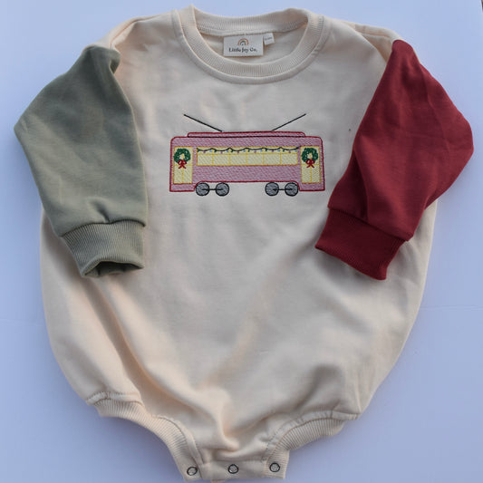 Christmas Streetcar Colorblock Sweatshirt Romper