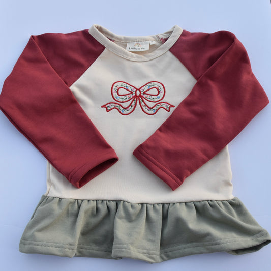 Christmas Bow Colorblock Peplum