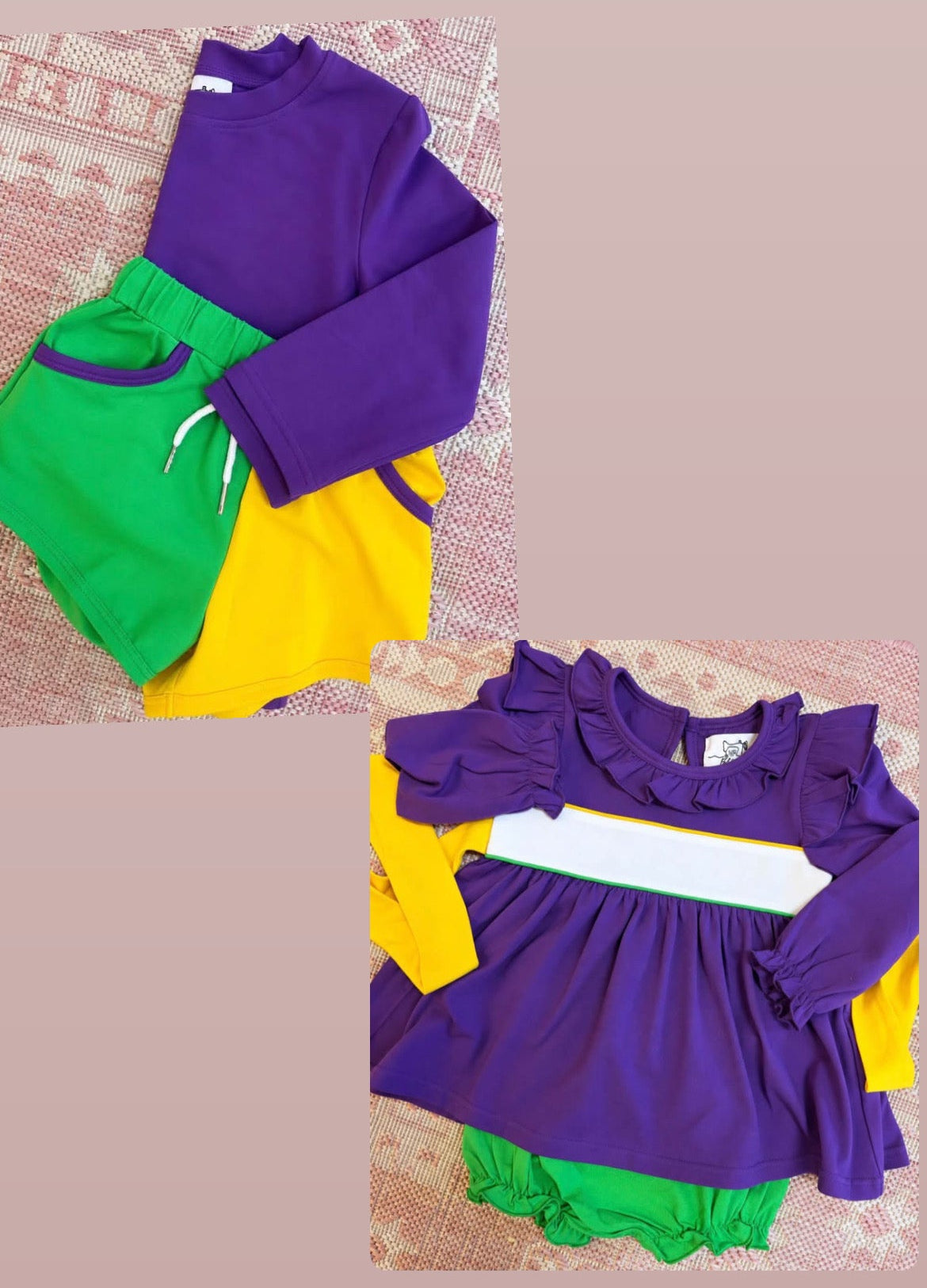 Pre-Order: Mardi Gras Tri-Color Set (Shorts & Diaper Set)