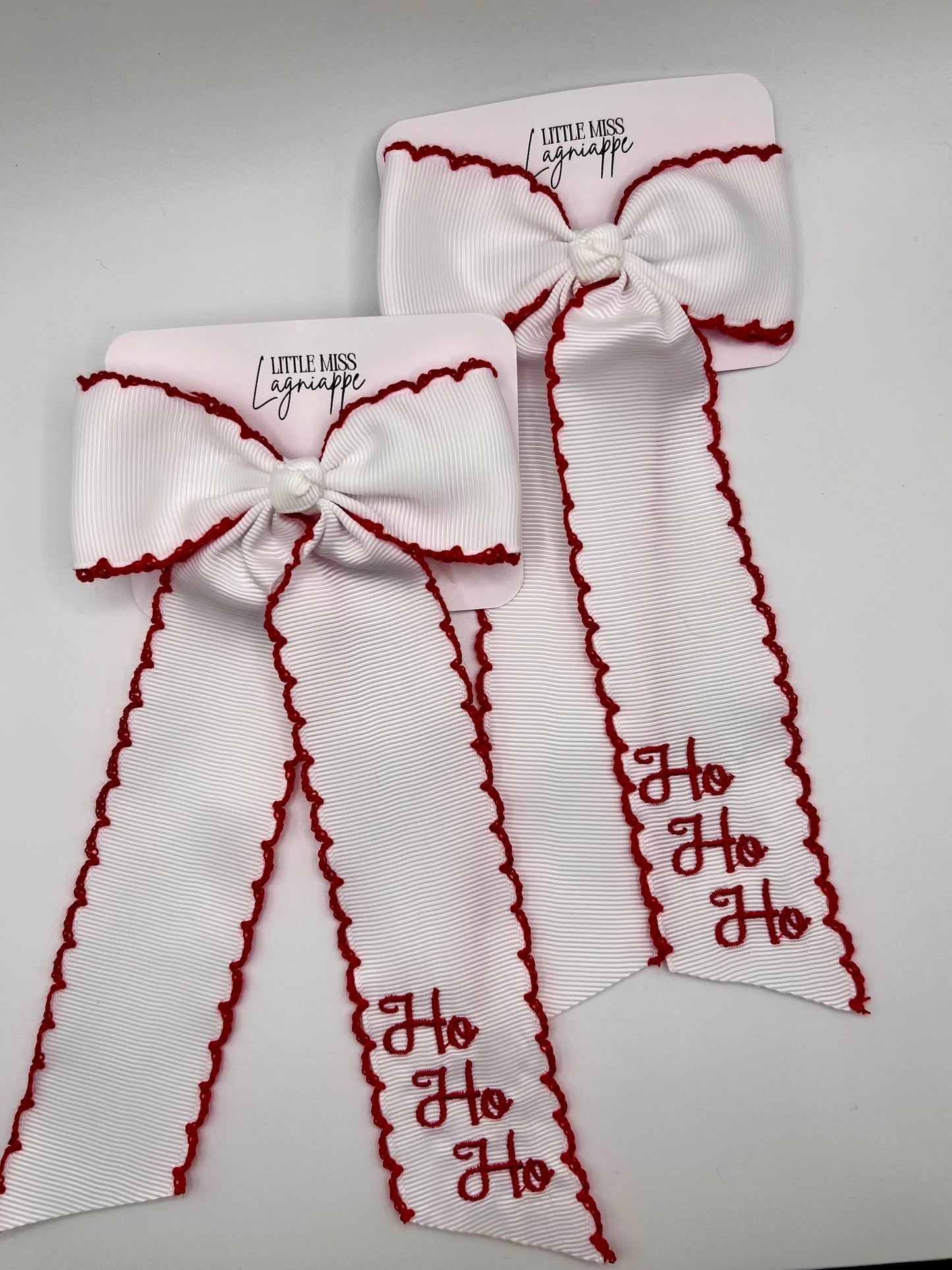 Christmas Embroidered Bows- Long Tail