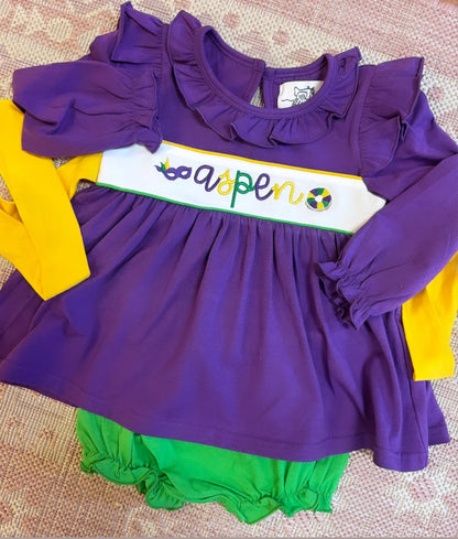 Pre-Order: Mardi Gras Tri-Color Set (Shorts & Diaper Set)