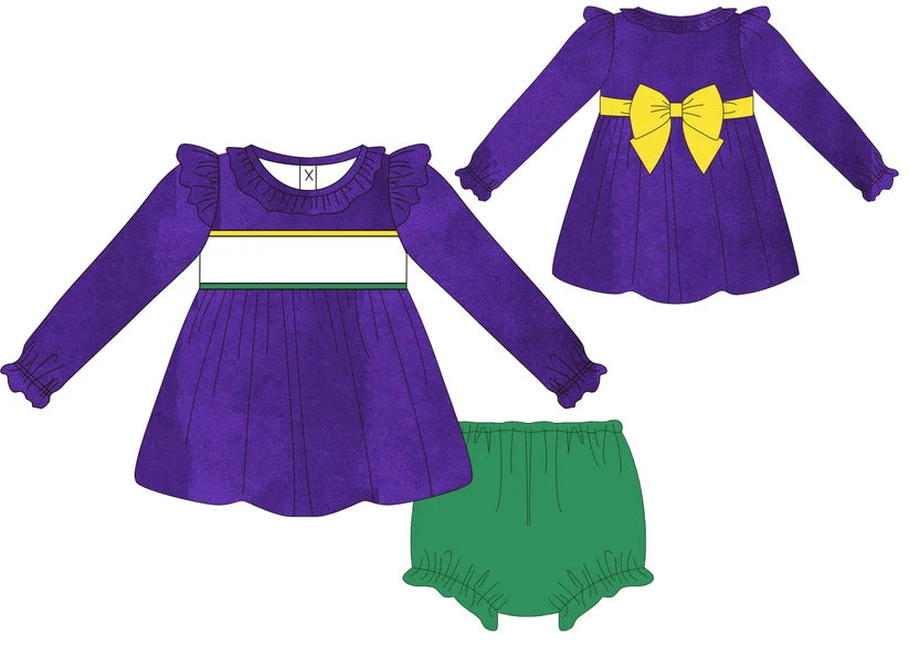 Pre-Order: Mardi Gras Tri-Color Set (Shorts & Diaper Set)