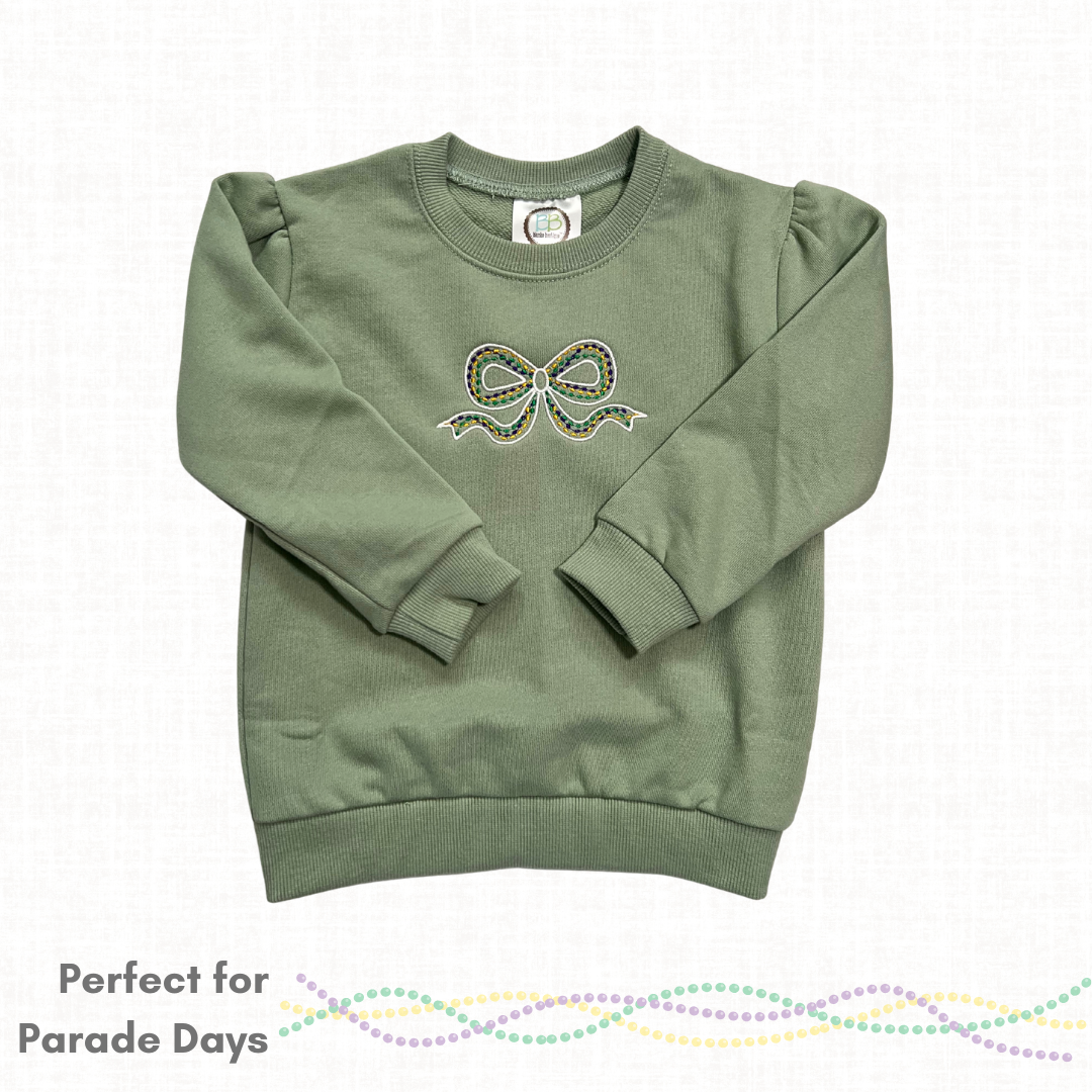 Puff Sleeve Mardi Gras Sweatshirt