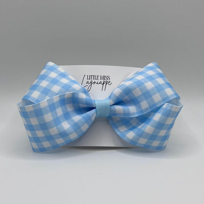 Blue Gingham Hair Bow