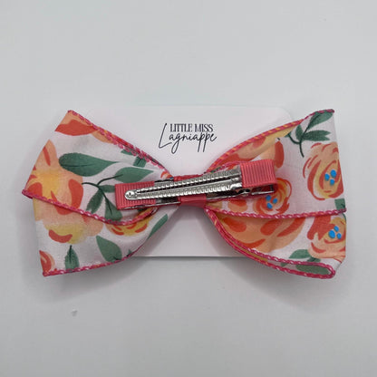 Coral Floral Hair Bow