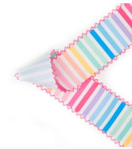 Bright Stripes with Pink Moonstitch Hair Bow