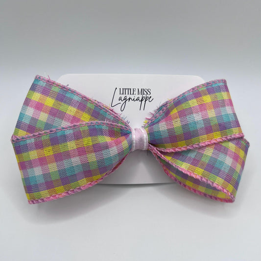 Spring Plaid Hair Bow