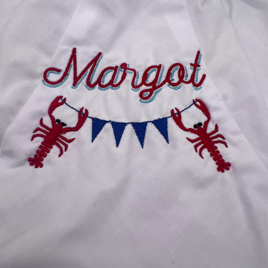 Personalized Crawfish Embroidered Bloomer, Bib or Burp Cloth