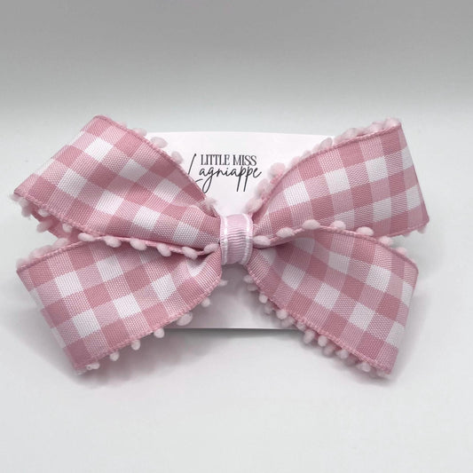 Pink Gingham Hair Bow