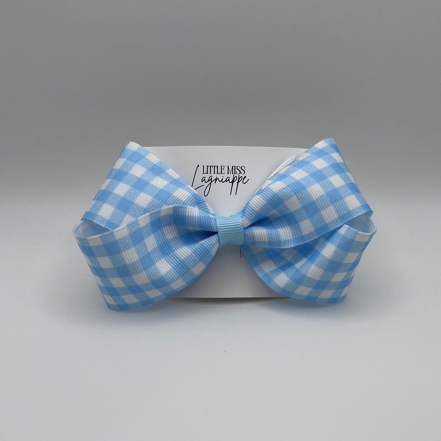 Blue Gingham Hair Bow