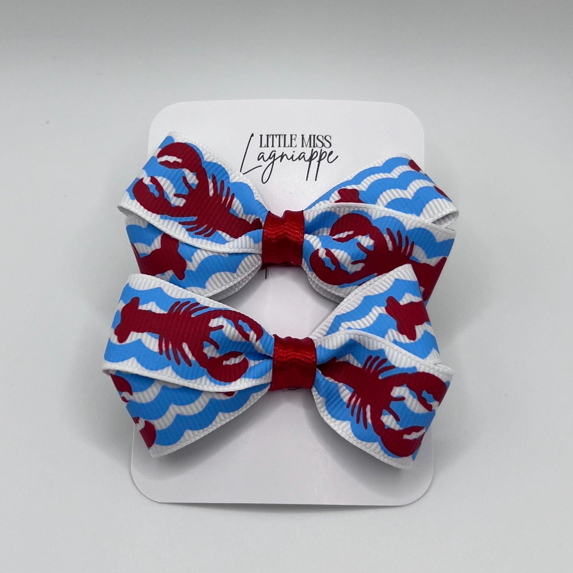 Crawfish Print Hair Bow- Set of 2