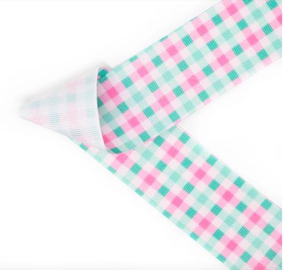 Pink & Mint Green Gingham Hair Bow