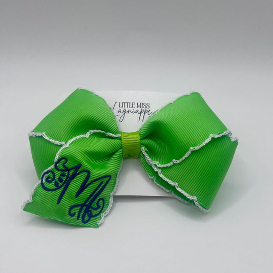 Personalized Embroidered Initial Hair Bow: Grosgrain Ribbon Alligator Clip
