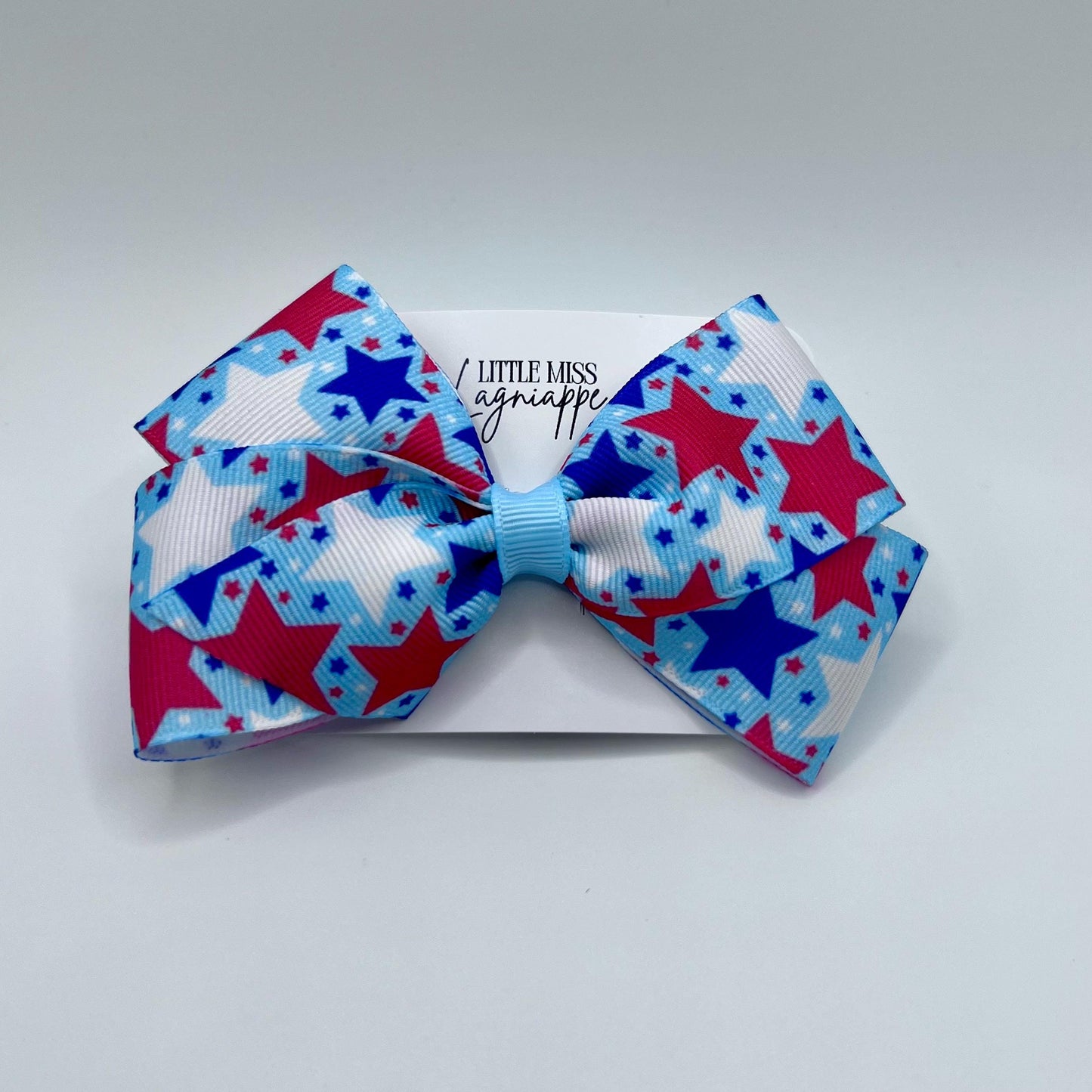 Patriotic Star Hair Bow: Red, White & Blue Grosgrain Ribbon