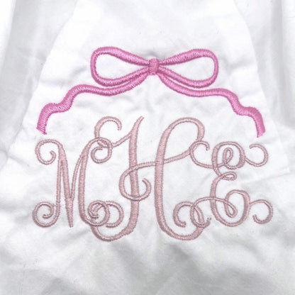Personalized Bloomer with Bow. Monogrammed Bloomer, Bib or Burp Cloth