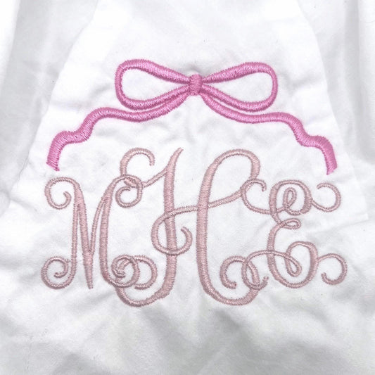 Personalized Bloomer with Bow. Monogrammed Bloomer, Bib or Burp Cloth