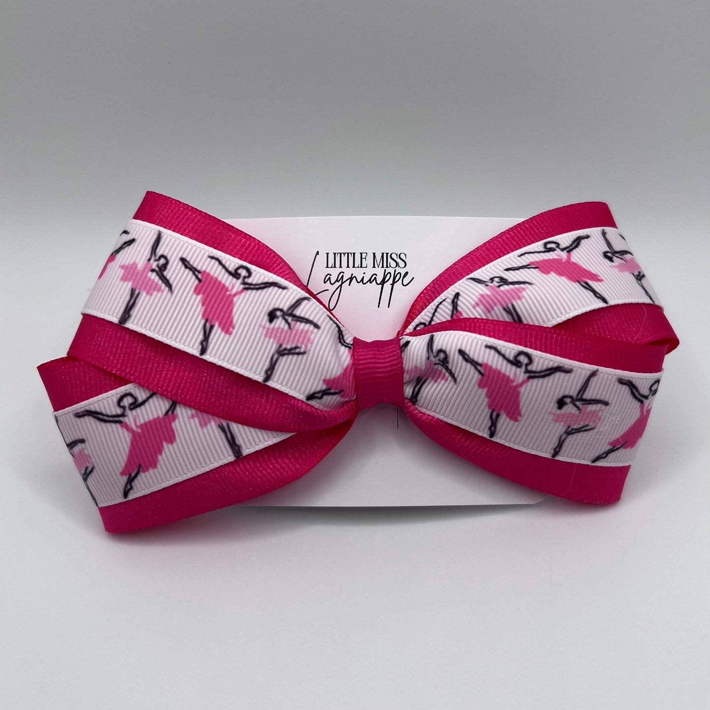 Ballerina Double Layer Grosgrain Hair Bow- Pink | Tiny Dancer | Dance Recital | Performance Gift