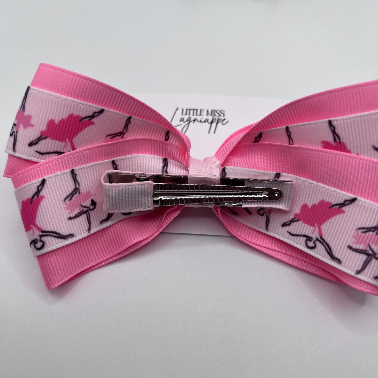 Ballerina Double Layer Grosgrain Hair Bow- Pink | Tiny Dancer | Dance Recital | Performance Gift