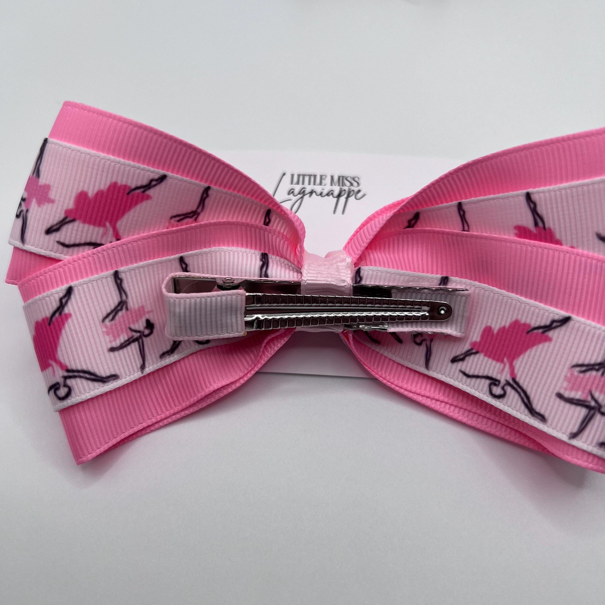 Ballerina Double Layer Grosgrain Hair Bow- Pink | Tiny Dancer | Dance Recital | Performance Gift
