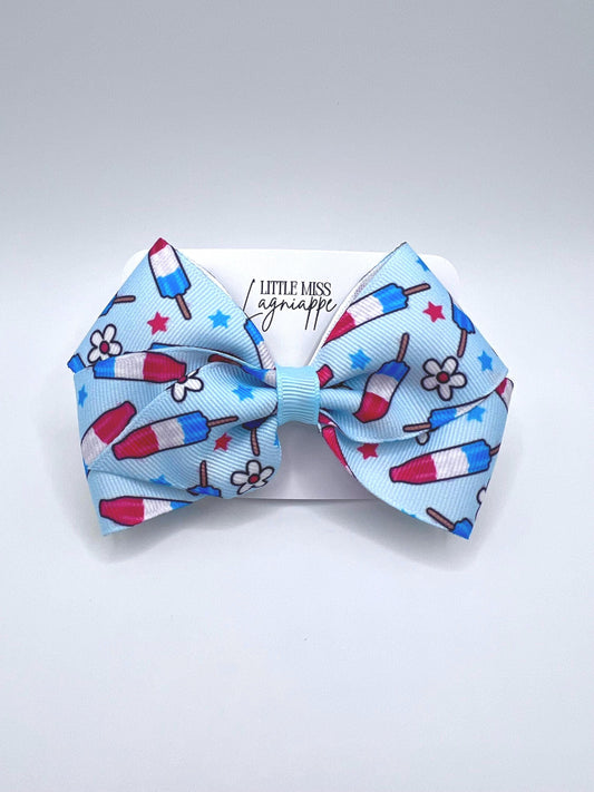 Popsicle Hair Bow: Patriotic 4th of July Grosgrain Bow