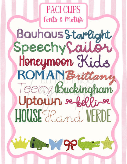 Monogrammed Embroidered Pacifier Clip: Grosgrain Ribbon Ric Rac Trim