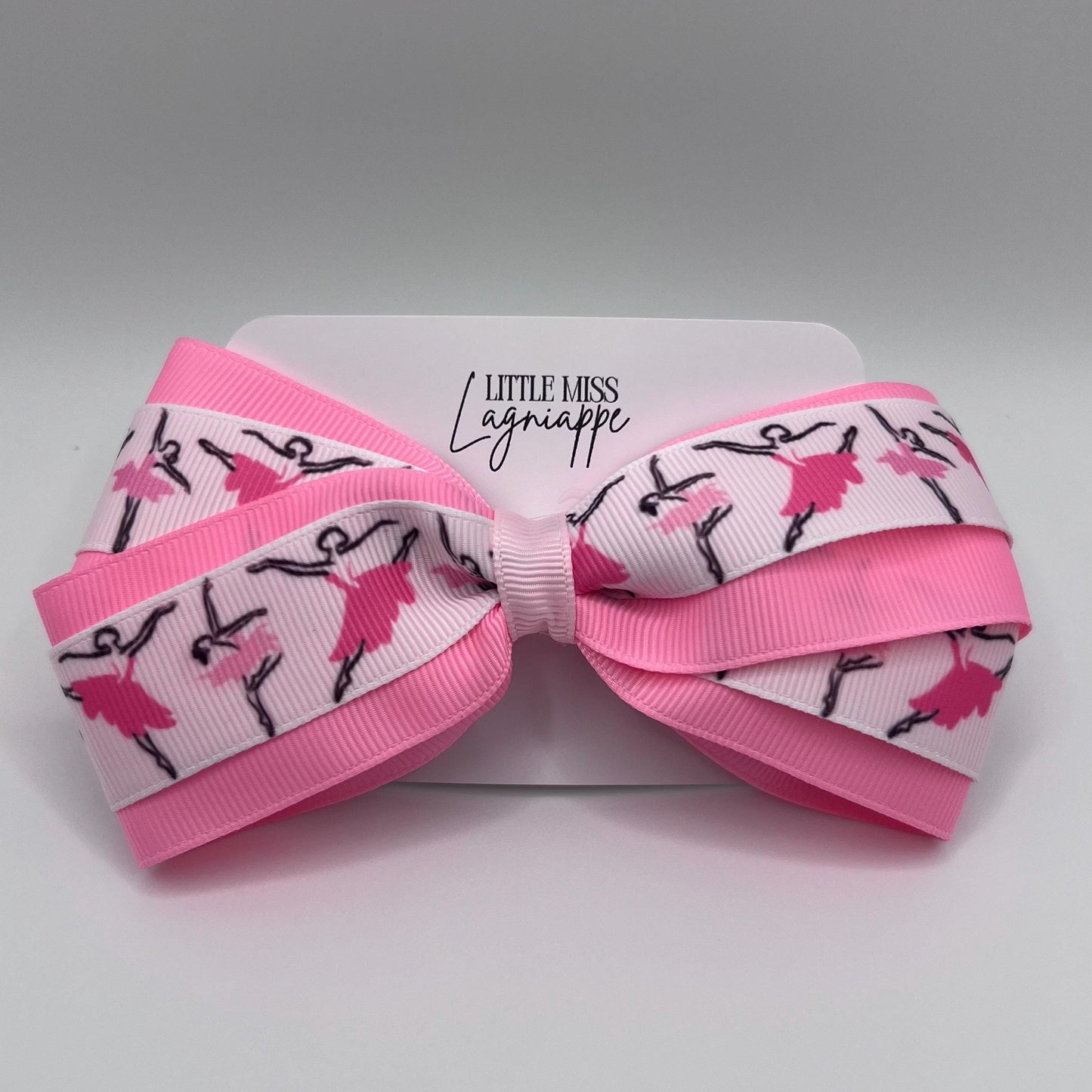 Ballerina Double Layer Grosgrain Hair Bow- Pink | Tiny Dancer | Dance Recital | Performance Gift