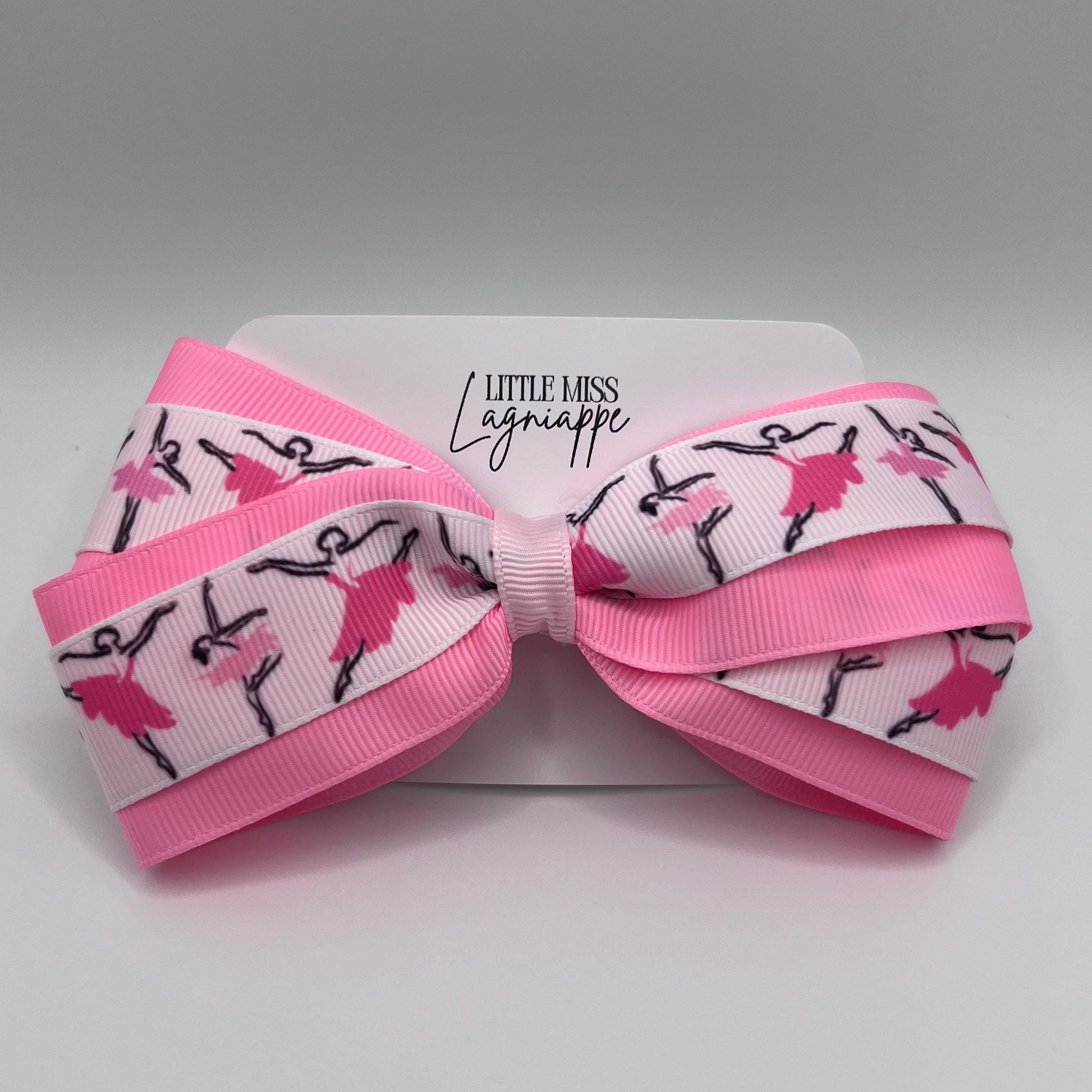 Ballerina Double Layer Grosgrain Hair Bow- Pink | Tiny Dancer | Dance Recital | Performance Gift