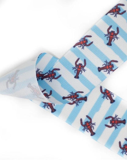 Crawfish Hair Bow: Blue Stripes, Grosgrain Ribbon, Alligator Clip