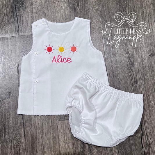 Embroidered Diaper Set: Personalized Monogram, Heirloom Baby Clothes