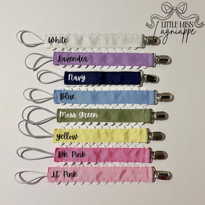 Monogrammed Embroidered Pacifier Clip: Grosgrain Ribbon Ric Rac Trim