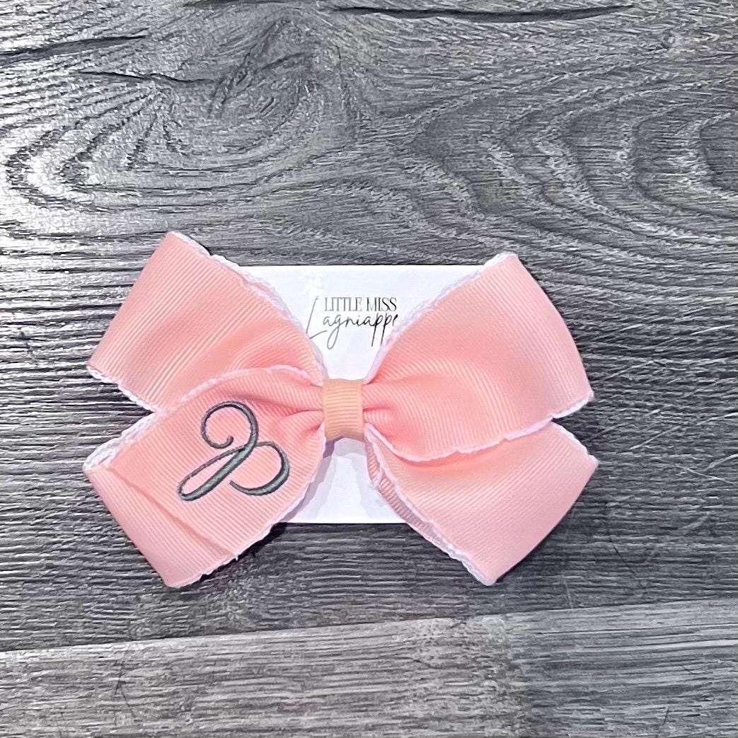Personalized Embroidered Initial Hair Bow: Grosgrain Ribbon Alligator Clip