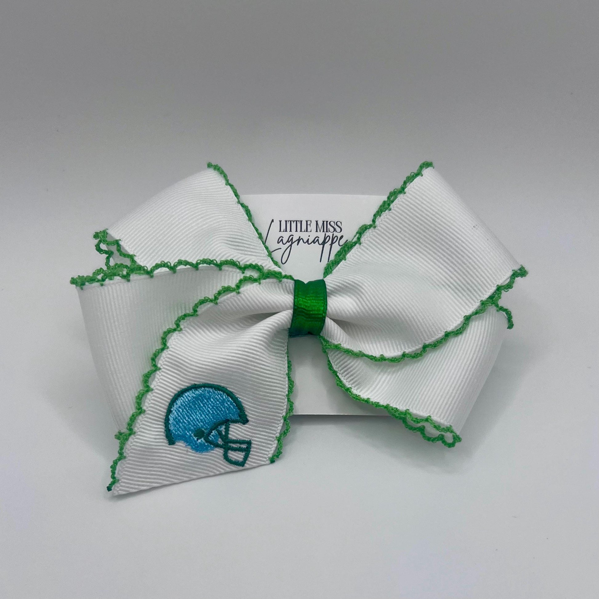 Embroidered Football Helmet Hair Bow: Louisiana College Team Colors