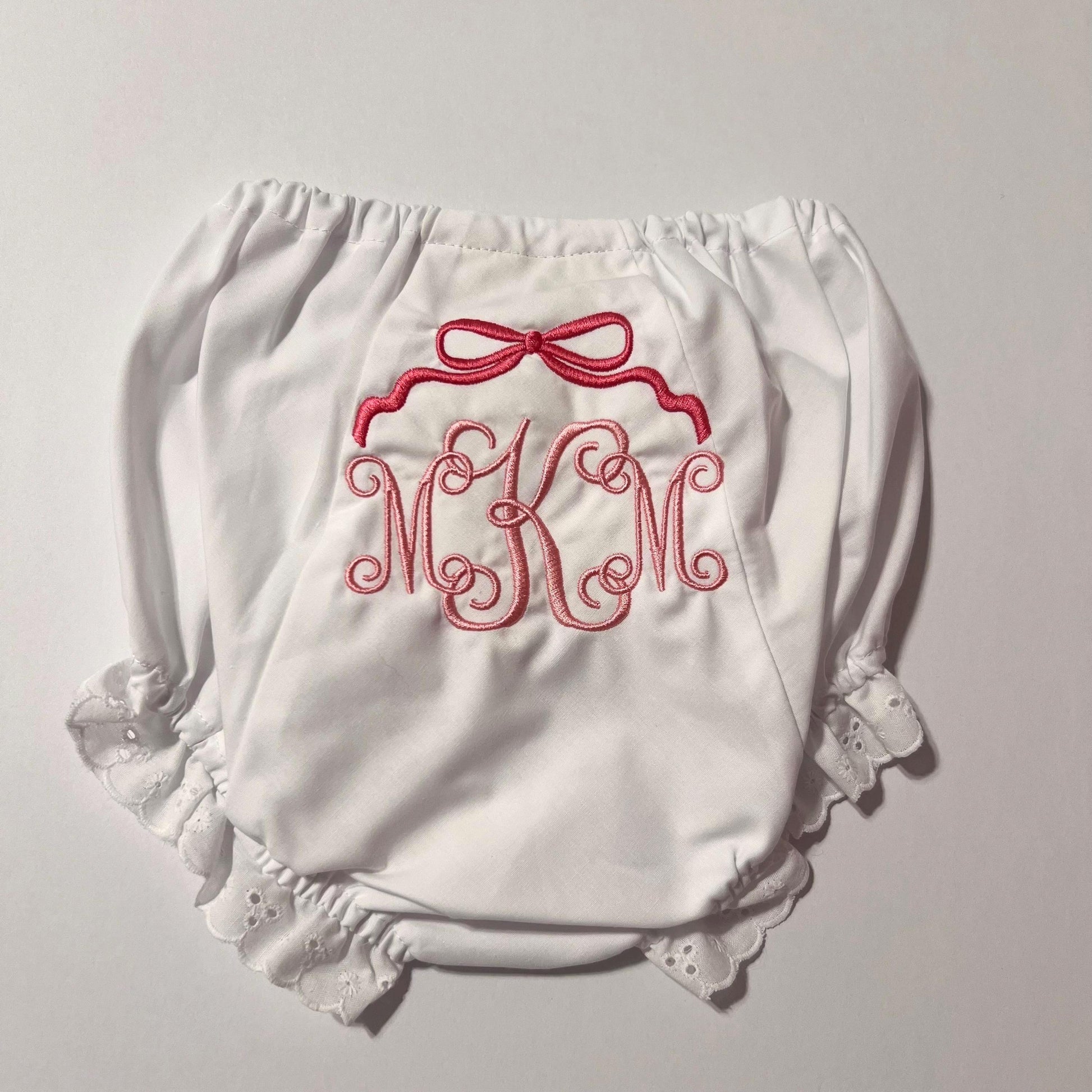 Personalized Bloomer with Bow. Monogrammed Bloomer, Bib or Burp Cloth