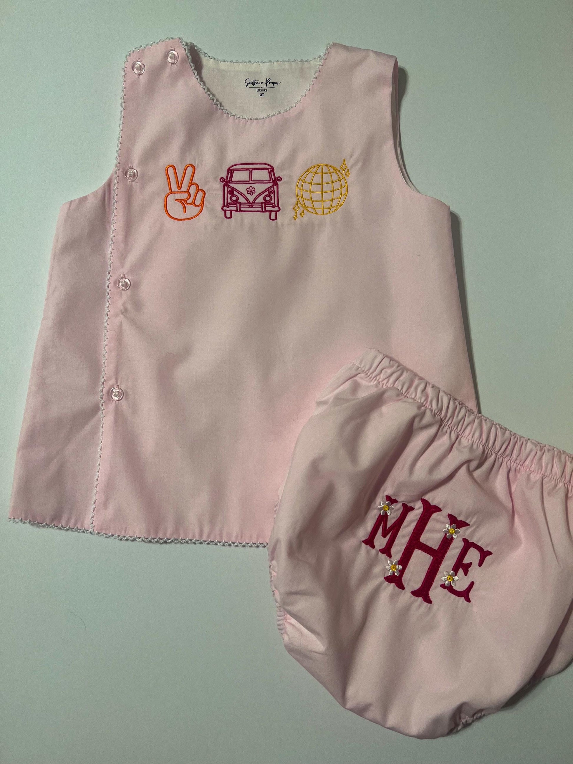 Embroidered Diaper Set: Personalized Monogram, Heirloom Baby Clothes