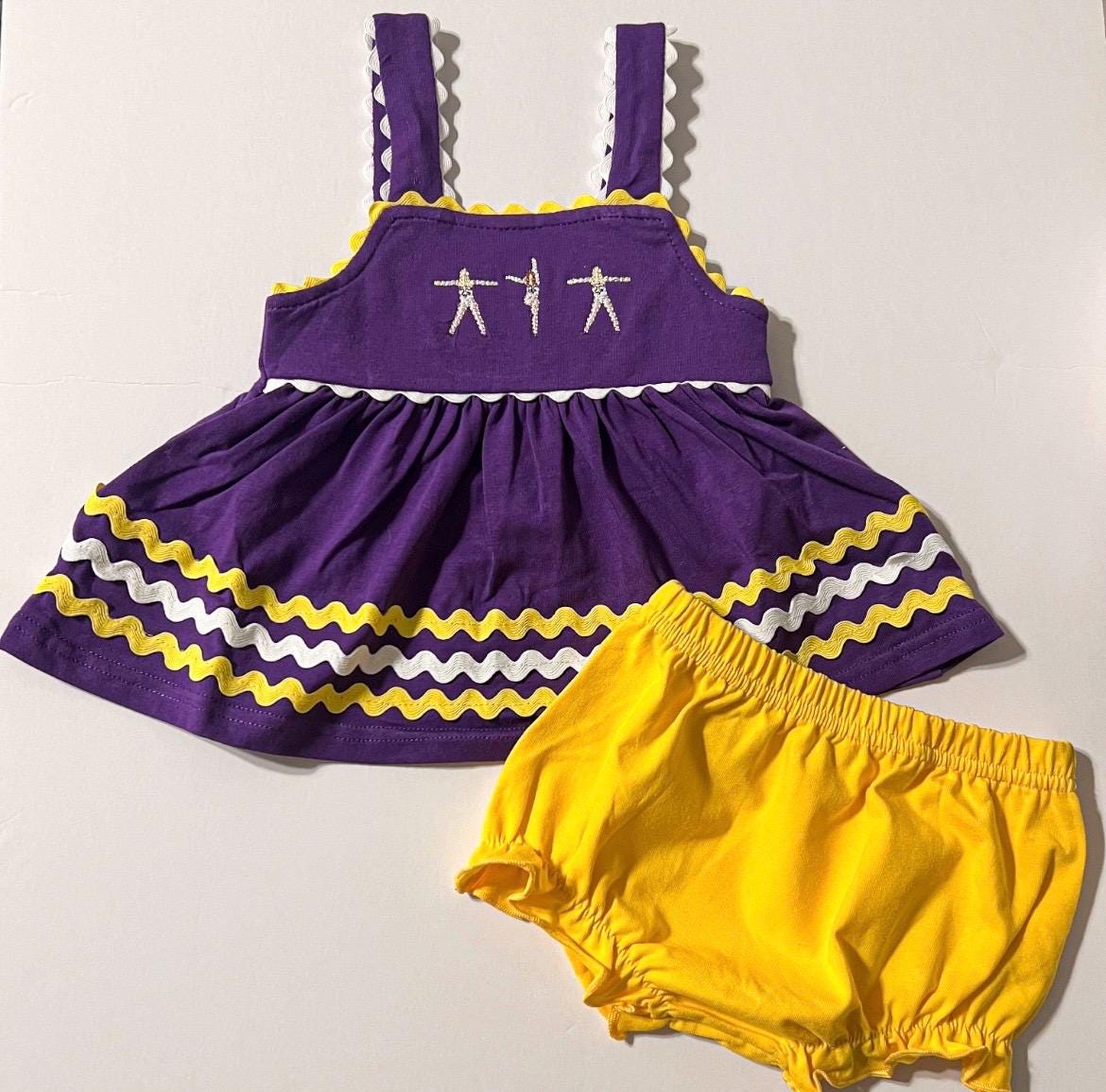 Purple & Gold Bloomer Set | Football outfit | Geaux Tigers | Louisiana | Golden Girls