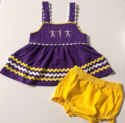 Purple & Gold Bloomer Set | Football outfit | Geaux Tigers | Louisiana | Golden Girls