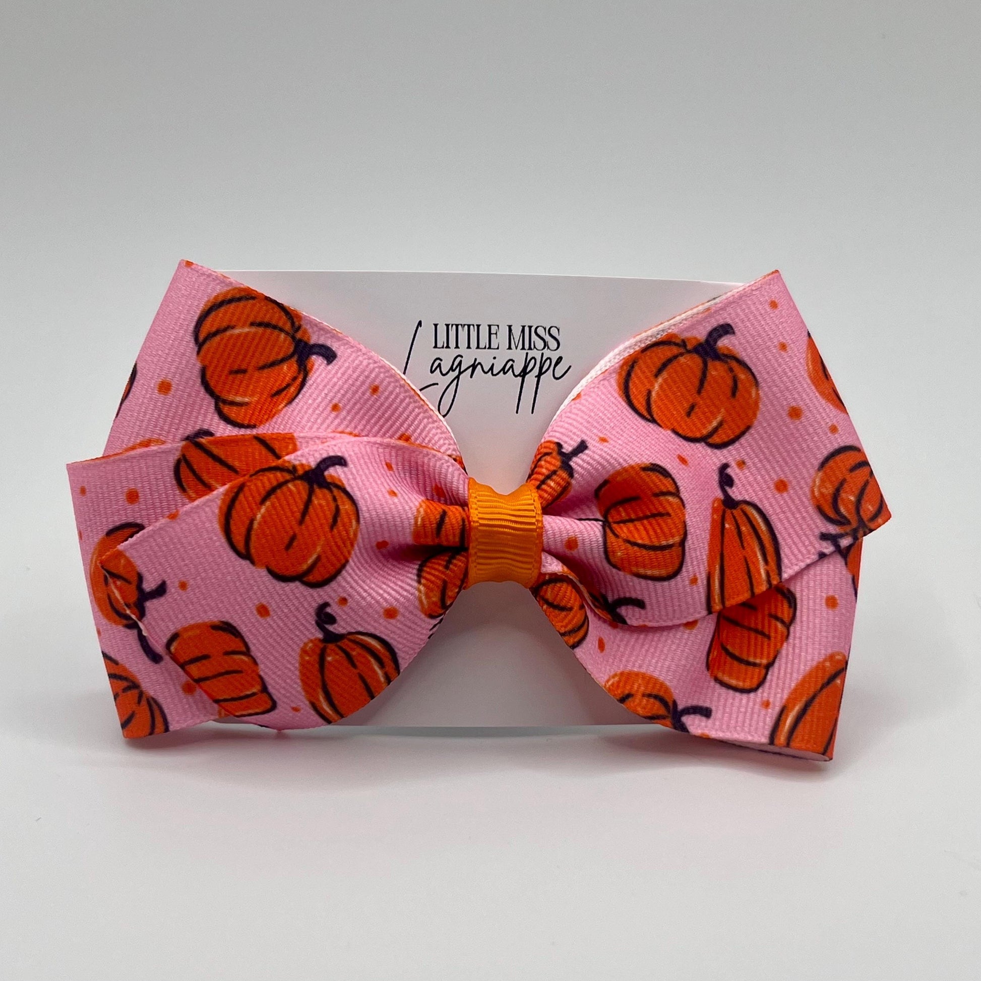 Pumpkin Hair Bow: Pink & Orange Fall Grosgrain Clip