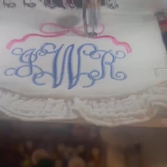 Personalized Bloomer with Bow. Monogrammed Bloomer, Bib or Burp Cloth