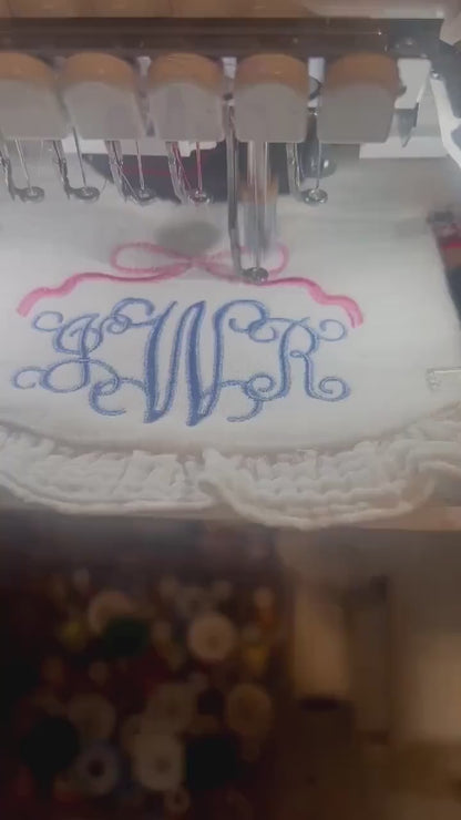 Personalized Bloomer with Bow. Monogrammed Bloomer, Bib or Burp Cloth